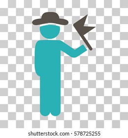 Gentleman With Flag icon. Vector illustration style is flat iconic bicolor symbol, grey and cyan colors, transparent background. Designed for web and software interfaces.