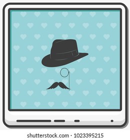Gentleman flat vector icon. Hat and monocle illustration.