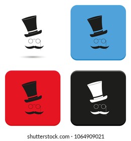 Gentleman flat vector icon. Mustache, glasses and a hat illustration.