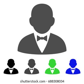 Gentleman flat vector pictogram. Colored gentleman, gray, black, blue, green icon versions. Flat icon style for web design.