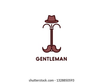 Gentleman Floor Coat Rack Illustration Logo