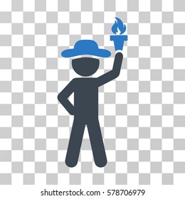 Gentleman With Freedom Torch icon. Vector illustration style is flat iconic bicolor symbol, smooth blue colors, transparent background. Designed for web and software interfaces.