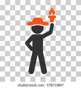 Gentleman With Freedom Torch icon. Vector illustration style is flat iconic bicolor symbol, orange and gray colors, transparent background. Designed for web and software interfaces.