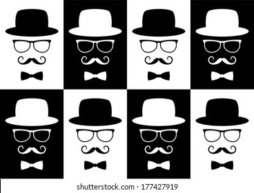 gentleman with glasses seamless pattern