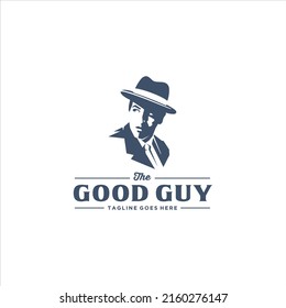 Gentleman Guy Man Logo Design Vector Image