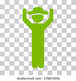 Gentleman Hands Up icon. Vector illustration style is flat iconic symbol, eco green color, transparent background. Designed for web and software interfaces.