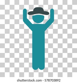 Gentleman Hands Up icon. Vector illustration style is flat iconic bicolor symbol, soft blue colors, transparent background. Designed for web and software interfaces.