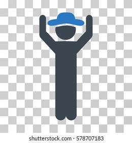Gentleman Hands Up icon. Vector illustration style is flat iconic bicolor symbol, smooth blue colors, transparent background. Designed for web and software interfaces.