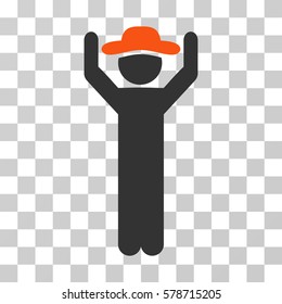 Gentleman Hands Up icon. Vector illustration style is flat iconic bicolor symbol, orange and gray colors, transparent background. Designed for web and software interfaces.