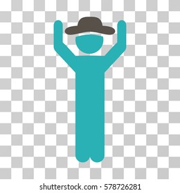 Gentleman Hands Up icon. Vector illustration style is flat iconic bicolor symbol, grey and cyan colors, transparent background. Designed for web and software interfaces.