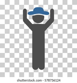Gentleman Hands Up icon. Vector illustration style is flat iconic bicolor symbol, cobalt and gray colors, transparent background. Designed for web and software interfaces.
