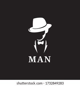 hidalgo hombre apuesto con barba ilustración vectorial, diseño del logo de barbershop