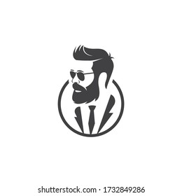 gentleman handsome man with beard vector illustration, barbershop logo design