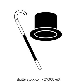 gentleman hat and cane vector