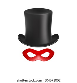 Gentleman hat and eye mask in red design