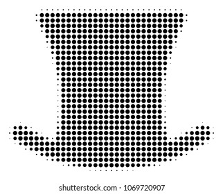 Gentleman Hat halftone vector icon. Illustration style is dotted iconic Gentleman Hat icon symbol on a white background. Halftone texture is round blots.