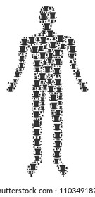 Gentleman hat man avatar. Vector gentleman hat icons are composed into male mosaic.