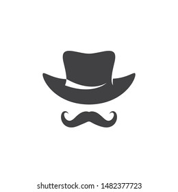 Gentleman hat and mustache icon vector template