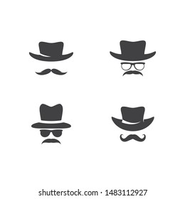 Gentleman hat and mustache icon vector template