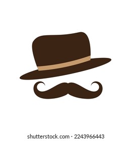 Gentleman hat and mustache icon vector template