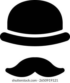 Chapéu cavalheiro e Mustache Silhueta Design