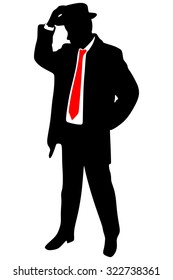 gentleman with hat posing , isolated white background