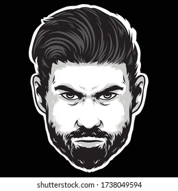 gentleman head with beard and mustache vector design