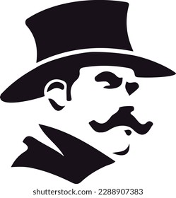 Gentleman Head Silhouette Mascot Logo