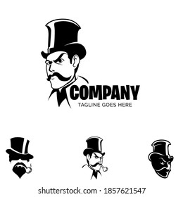 gentleman head symbol set vector illustration for design element