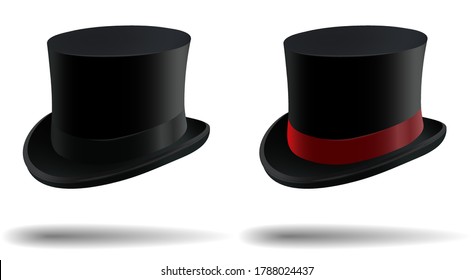 gentleman headdress, top hat. Clothes of a wizard, illusionist. Realistic vector on white background