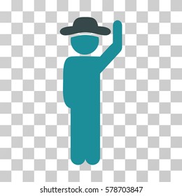 Gentleman Hello icon. Vector illustration style is flat iconic bicolor symbol, soft blue colors, transparent background. Designed for web and software interfaces.