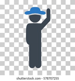 Gentleman Hello icon. Vector illustration style is flat iconic bicolor symbol, smooth blue colors, transparent background. Designed for web and software interfaces.