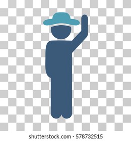 Gentleman Hello icon. Vector illustration style is flat iconic bicolor symbol, cyan and blue colors, transparent background. Designed for web and software interfaces.