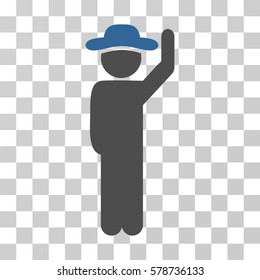 Gentleman Hello icon. Vector illustration style is flat iconic bicolor symbol, cobalt and gray colors, transparent background. Designed for web and software interfaces.