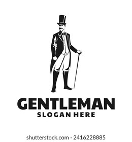 Gentleman Hipster Logo Design Vektor