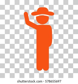 Gentleman Hitchhike icon. Vector illustration style is flat iconic symbol, orange color, transparent background. Designed for web and software interfaces.