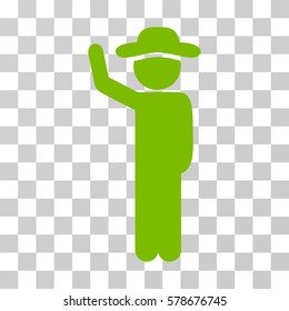 Gentleman Hitchhike icon. Vector illustration style is flat iconic symbol, eco green color, transparent background. Designed for web and software interfaces.