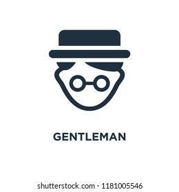 Gentleman icon. Black filled vector illustration. Gentleman symbol on white background. Can be used in web and mobile.