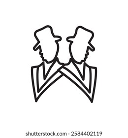Gentleman icon black and white vector outline sign