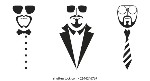 Gentleman Icon Designs. Combination Of 3 Men With Various Styles.