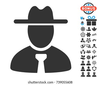 Gentleman icon with free bonus design elements. Vector illustration style is flat iconic symbols.
