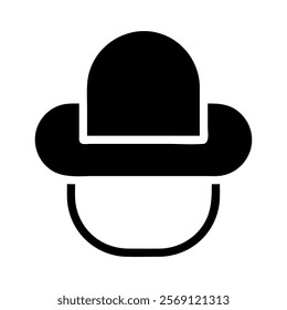 Gentleman icon with hat and chin. Concept of fashion, style, and anonymity.