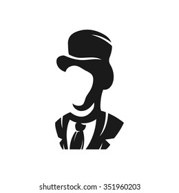 Gentleman icon isolated on a white background. Aristocrat logo silhouette design template. Simple symbol concept in flat style. Abstract sign, pictogram for web, mobile and infographics - stock vector