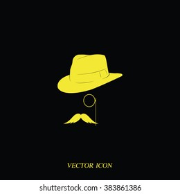 Gentleman icon. Monocle illustration.