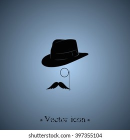 Gentleman icon. Monocle illustration.