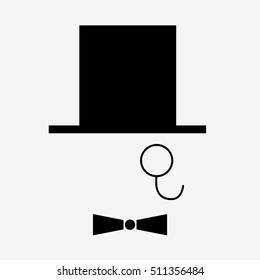 Gentleman icon with monocle. Isolated on white background. Flat vector illustration