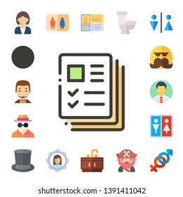 gentleman icon set. 17 flat gentleman icons.  Simple modern icons about  - woman, man, profiles, invisible man, moustache, restroom, tall hat, bathroom, men, profile, toilet, beard