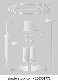 Gentleman icon set on a paper, vector illustration