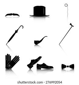 Gentleman icon set, vector illustration