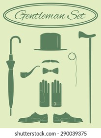 Gentleman icon set, vector illustration